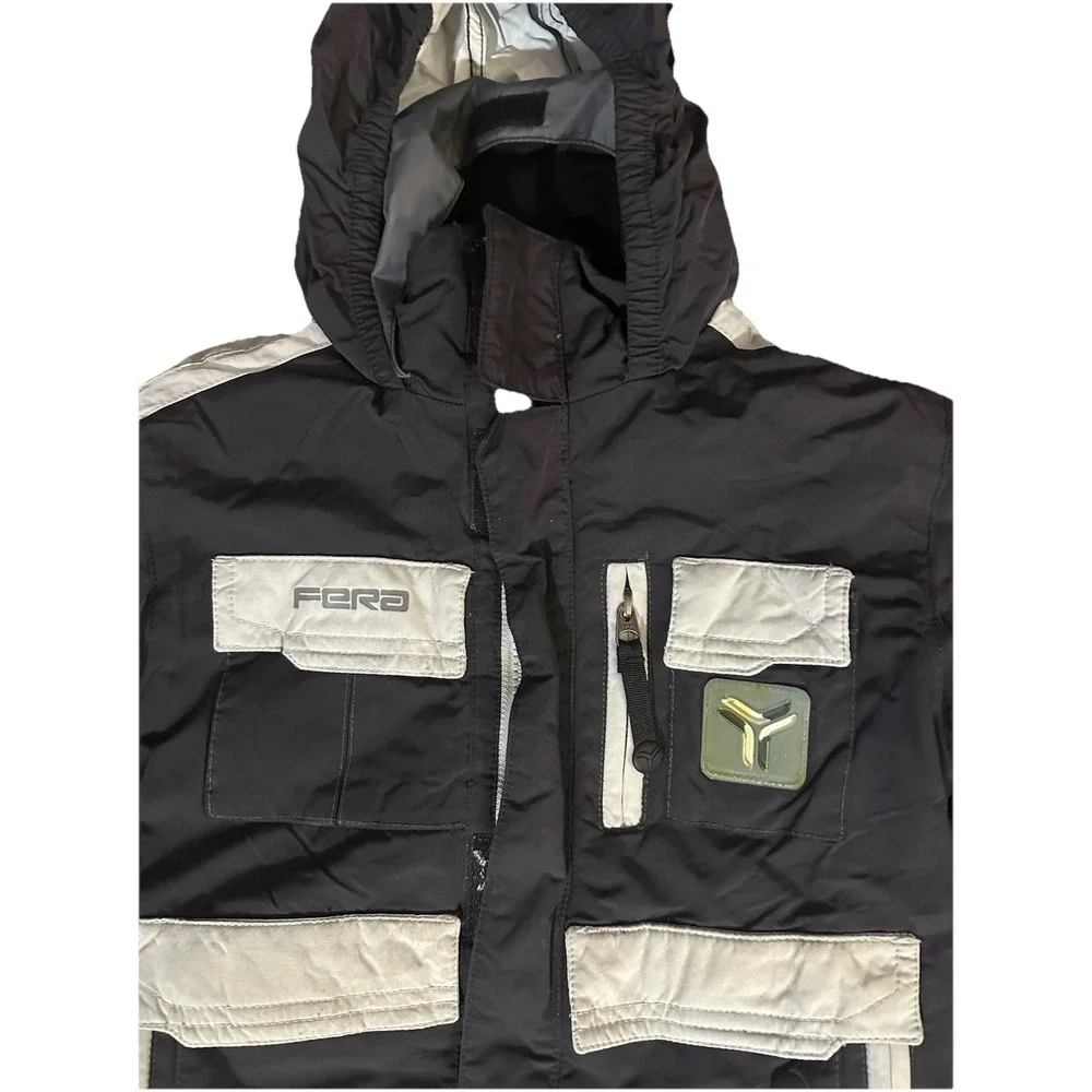 Fera Ski Jacket size 5 black Full Zip unisex Hooded snow
